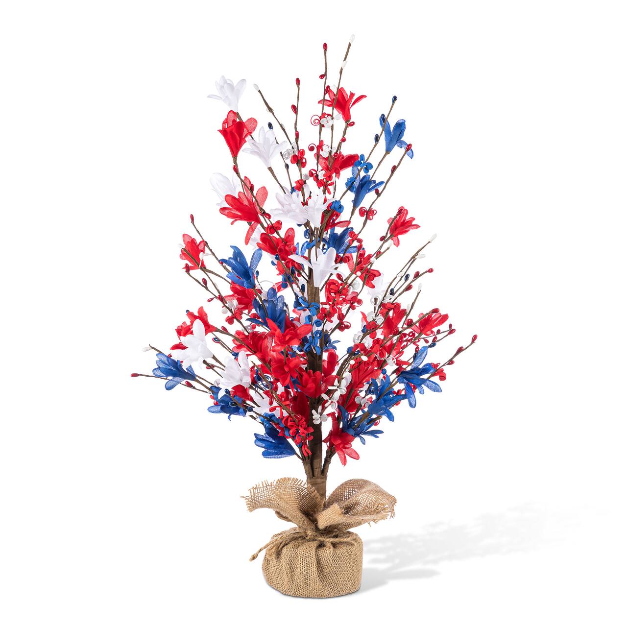 Glitzhome® 21" Patriotic Americana Red, White & Blue Floral Table Tree